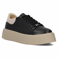 Kožené béžovo- čierne sneakersy Filippo DP6119/24 BK BE